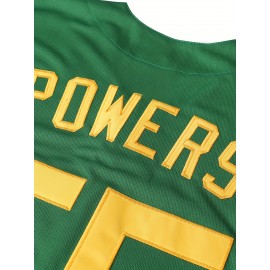 Myrtle Beach Mermaid Men's #55 Embroidered Baseball Jersey - Light Blue & Green V-Neck Short Sleeve, Breathable Button-Up Sports Shirt for Training, Competition, and Casual Wear, Competition Clothing | Vneck Jersey | Quality Embroidery