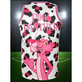 Men'S American Basketball Suit, Pink Leopard White Spotted American Basketball Suit, Suitable For Street And Team Sports, Breathable Round Neck, S-3XL