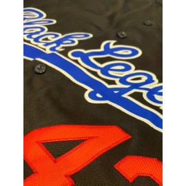 Men'S Black Embroidered Baseball Jersey #42 - 100% Polyester, V-Neck, Loose Fit, Machine Washable, Casual & Sporty Style for All Seasons, Sizes S-XXXL, Casual Wear Jersey | Embroidered Sports Jersey | Button Closure