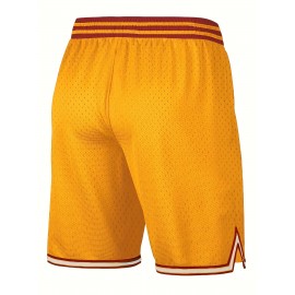 Yellow Pocket Basketball Men'S Sports Shorts # 14 Breathable Letter Embroidered Fashion Street Basketball Shorts