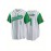 Men's #1 Green & White Striped Baseball Jersey - Breathable Polyester V-Neck Button-Up with