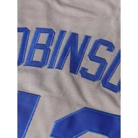 Men'S V-neck Baseball Jersey # 42 Gray Embroidered Breathable And Lightweight, Perfect For Training And Casual Wear S-3XL