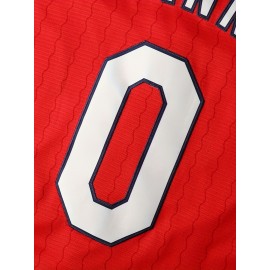 Men'S # 0 Red Baseball Shirt - Retro Sports Training And Casual S-3XL Polyester Fiber V-neck Button Design Perfect For Summer Parties And Outdoor Activities