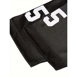 1pc Men'S Polyester V-Neck Football Jersey with Embroidered Letter and Number - Loose Fit Sports Top for Training, Casual, Team Sports, Halloween, Christmas, Football Parties - S-3XL