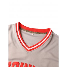 Men'S V-neck Baseball Jersey # 30 Gray Embroidered Breathable Lightweight, Perfect For Training And Casual Wear Size S-3XL