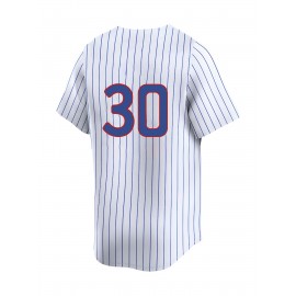 Men'S Chicago #30 Embroidery Baseball Jersey, Moisture Wicking, Breathable And Lightweight, UV Protection, Fade Resistant, Slightly Stretch Breathable Button Sports Uniform For Training Party, As Gifts For Baseball Fans