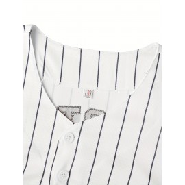 Men's American # 7 White Striped Baseball Jersey Suitable for Team Training And Street Wear In Spring, Summer, And Autumn, Size S-3XL