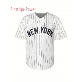 Men's American # 7 White Striped Baseball Jersey Suitable for Team Training And Street Wear In Spring, Summer, And Autumn, Size S-3XL