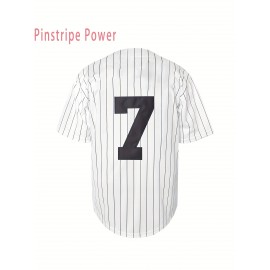 Men's American # 7 White Striped Baseball Jersey Suitable for Team Training And Street Wear In Spring, Summer, And Autumn, Size S-3XL
