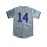 All Stitched 14 Grey Baseball Jersey Embroidery V Neck Short Sleeve Baseball Shirt, Breathable Button-Up Sports Uniform For Training Competition Party
