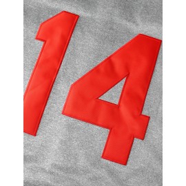 Stitched #14 Grey Baseball Jersey Red Letter Embroidery V Neck Short Sleeve Baseball Shirt, Breathable Button-Up Sports Uniform For Training Competition Party