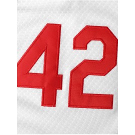 All Stitched 42 Baseball Jersey Letter Embroidery V Neck Short Sleeve Baseball Shirt, Breathable Button-Up Sports Uniform For Training Competition Party
