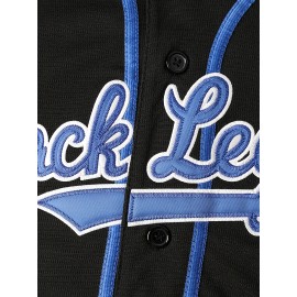 All Stitched 42 Baseball Jersey Letter Embroidery V Neck Short Sleeve Baseball Shirt, Breathable Button-Up Sports Uniform For Training Competition Party