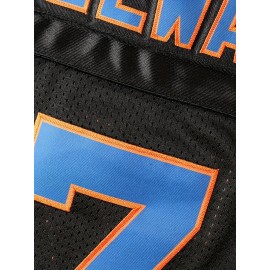 Men's #7 Black Polyester V-Neck Sports Jersey - Lightweight, Embroidered 