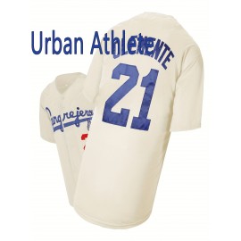 Stitched 21 Black Grey Beige White Baseball Jersey Embroidery V Neck Short Sleeve Baseball Shirt, Breathable Button-Up Sports Uniform For Training Competition Party