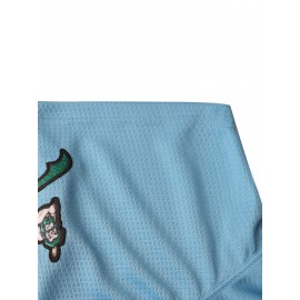 Youth #55 Blue Baseball Jersey - 100% Polyester, V-Neck, Machine Washable, 