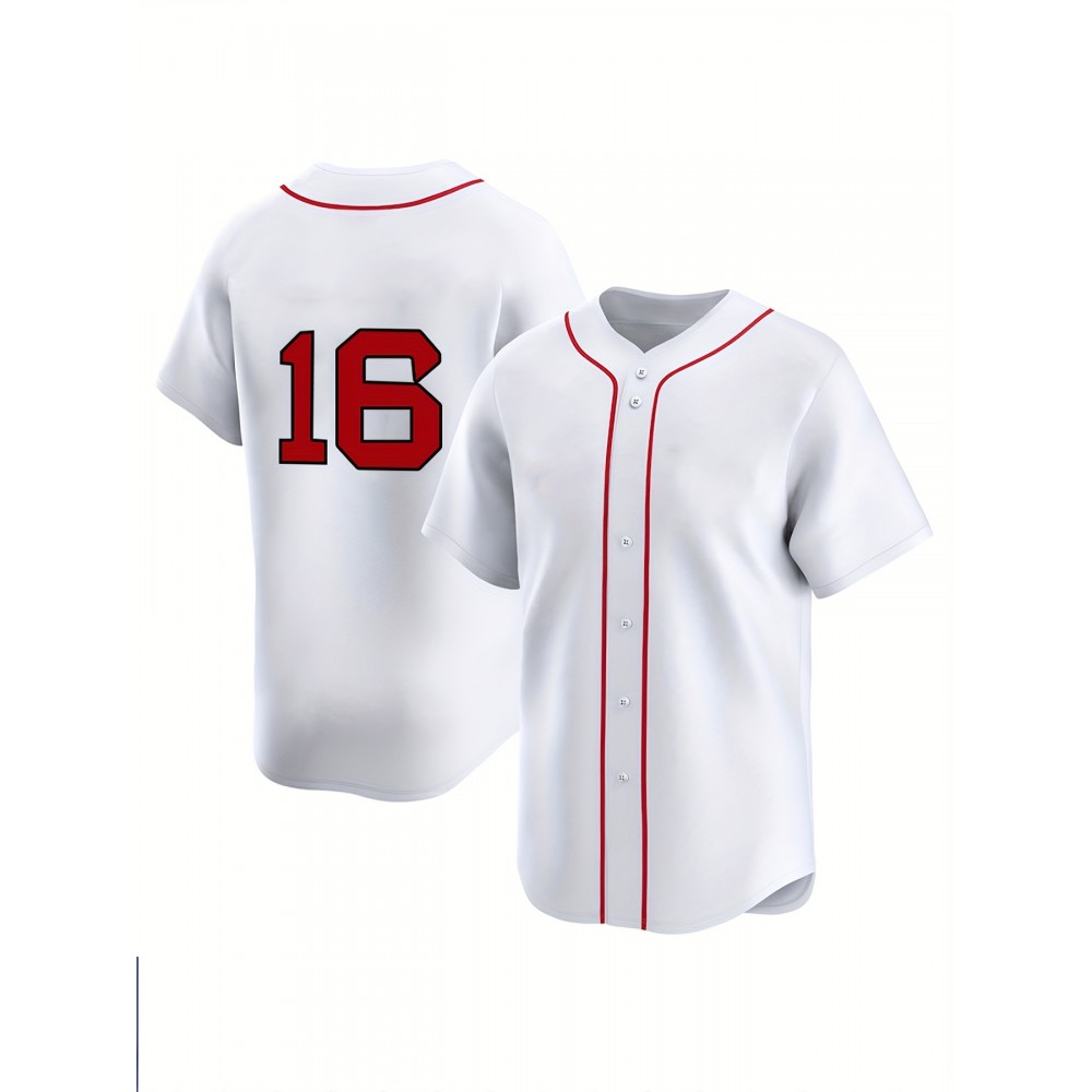 Women'S Boston #16 Embroidery Baseball Jersey, Moisture Wicking, Breathable And Lightweight, Protection, Fade Resistant, Slightly Stretch Breathable Button Sports Uniform For Training Party, As Gifts For Baseball Fans